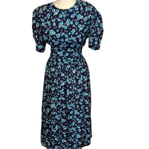 Vintage RARE  80’s Karin Stevens Floral Prairie Rayon Dress 8